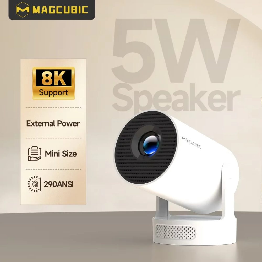 Magcubic HY300 Pro+ 8K Outdoor-Projektor 8000 Lumen Android 14 WiFi 6 BT5.4 Tragbarer 5W HiFi-Lautsprecher 720P HD