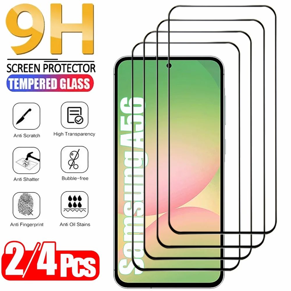2/4PCS Glas Für Samsung Galaxy A56 A55 A54 A53 Gehärtetes Glas Für Samsung A17 A27 A37 A57 A36 A26 A16 Displayschutzfolie Samsung S26 S25 S24 Ultra Telefon-Schutzfolie
