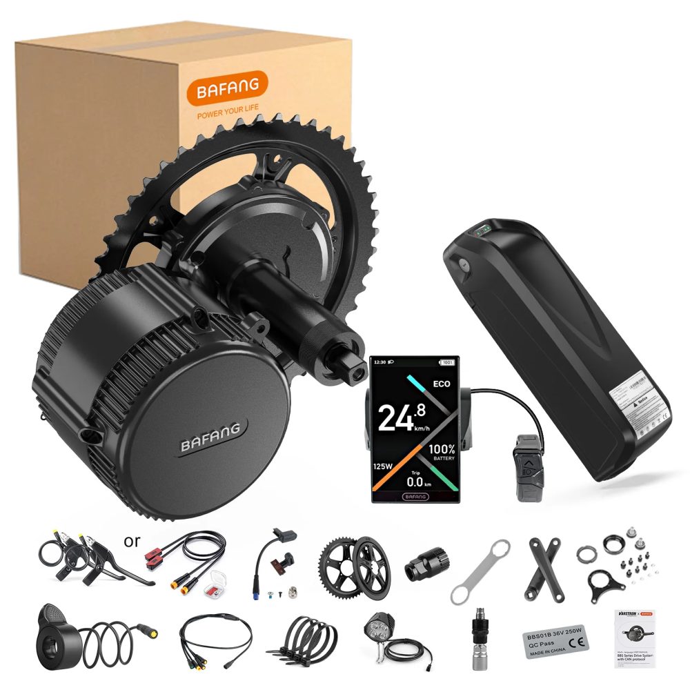 Bafang 250W 350W 500W Motor Kit 36V Mid Drive Elektrofahrrad Umbausätze BBS01B BBS02B EBike Motor 13Ah 24Ah Fahrradbatterie