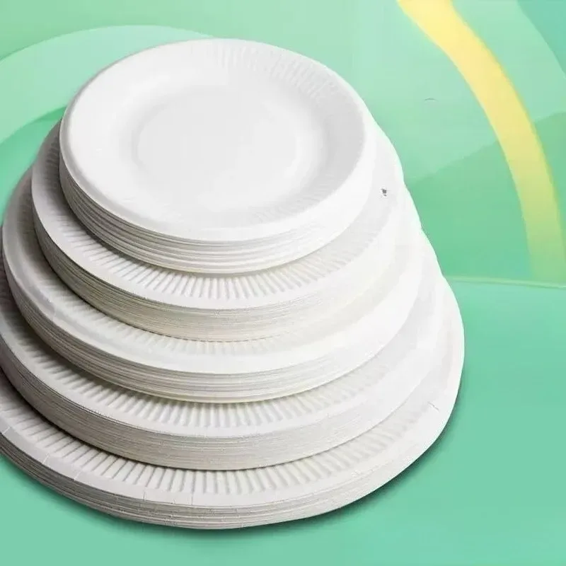 50 Stück Pappteller, Einweg-Partygeschirr, Knochenspuckplatte, Picknickplatte, Kinderzeichnung, DIY, weißer Karton, Decora
