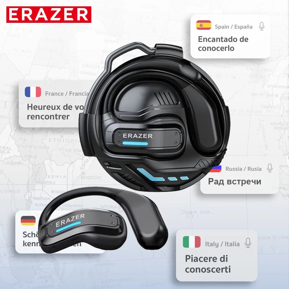 ERAZER X8 AI Translator Ohrhörer Gaming Bluetooth 5.4 Drahtlose Kopfhörer HD-Anruf-Kopfhörer mit geringer Latenz und Mikrofon Wasserdicht