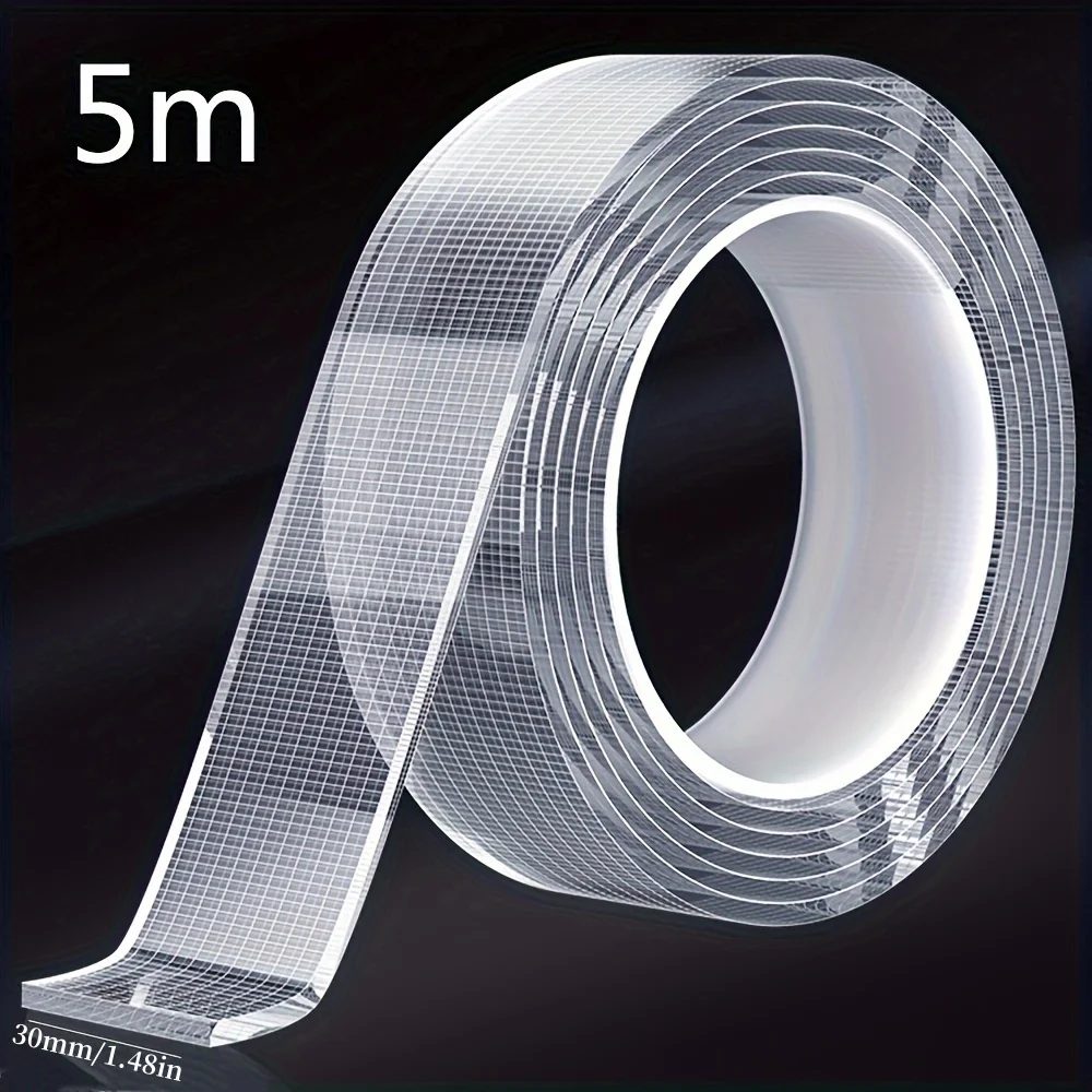 5 m ultrastarkes doppelseitiges Nano-Klebeband ? transparent, abnehmbar und wasserdicht ? robuster, extra Klebestreifen für endlose Nutzung