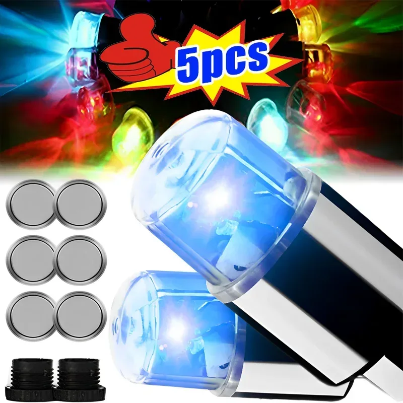 5/1 Stück Neon-Fahrradspeichenlichter Fahrrad-Radlichter Blinklicht für Mountainbike, Rennrad, Motorrad, Reifenventilkappen-Licht