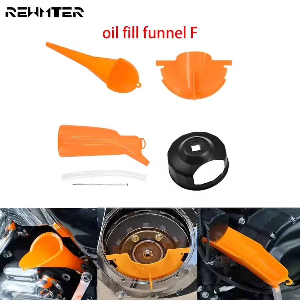 Motorrad Primäre Fall Öl Füll Trichter Öl Filter Abdeckung Trichter Set Für Harley Touring Dyna Sportster XL883 Softail Fat Boy FLHT