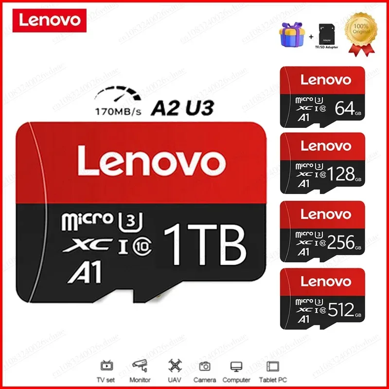 Lenovo Hochgeschwindigkeits-Speicherkarte 1 TB Cartao De Memoria 512 GB Micro-SD-Karte 256 GB Klasse 10 TF-Flash-Karte für Telefon, Tablet, UAV NEU