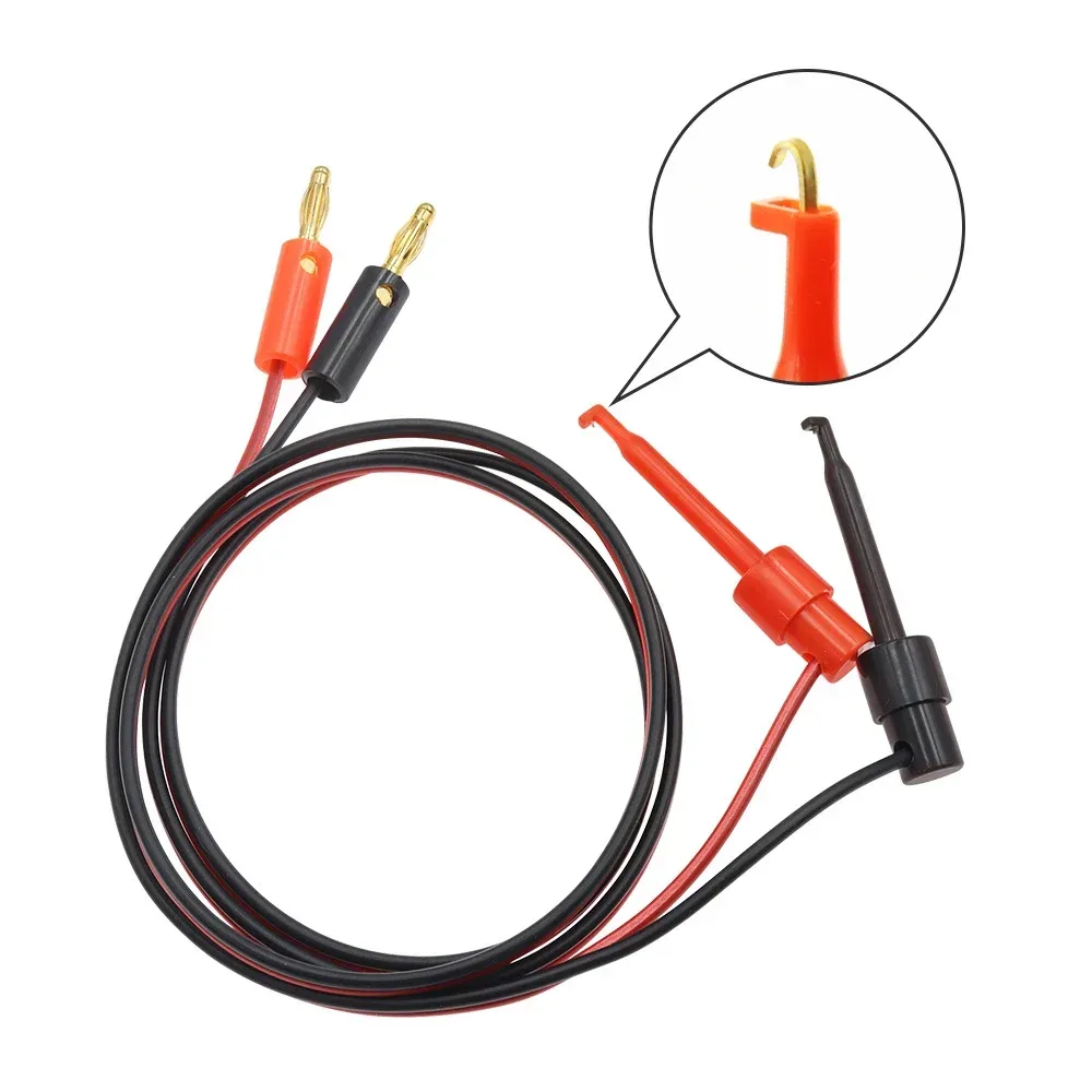1 Paar 1M 4mm Bananenstecker auf Elektro-Hakenklemme Testkabel Vergoldet für Multimeter-Messleitungen Drahtverbinder Rot Schwarz Bananenstecker