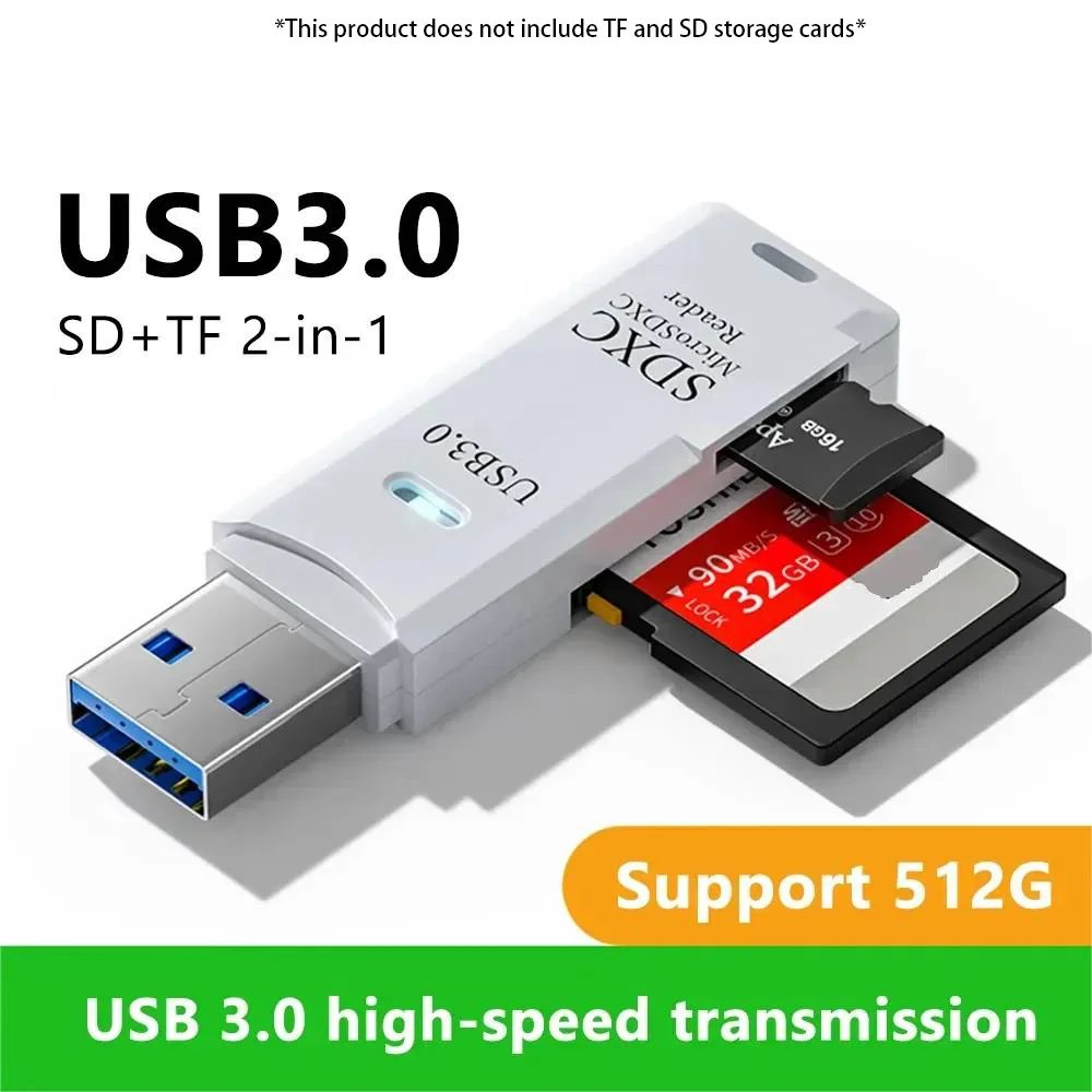 2-in-1 Multifunktionaler USB 3.0-Kartenleser, MiniSD-TF-Speicherkartenleser, USB-Flash-Laufwerk, Kartenleser-Adapter für PC-Laptops, Zubehör