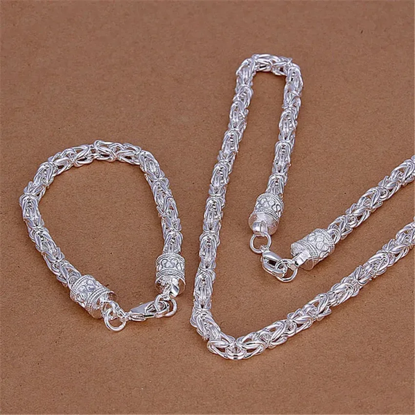 925 sterling Silber 5MM Kreis Drachen Kette Armbänder Halskette Schmuck-set für männer frauen Mode Party hochzeit Heißer Geschenk