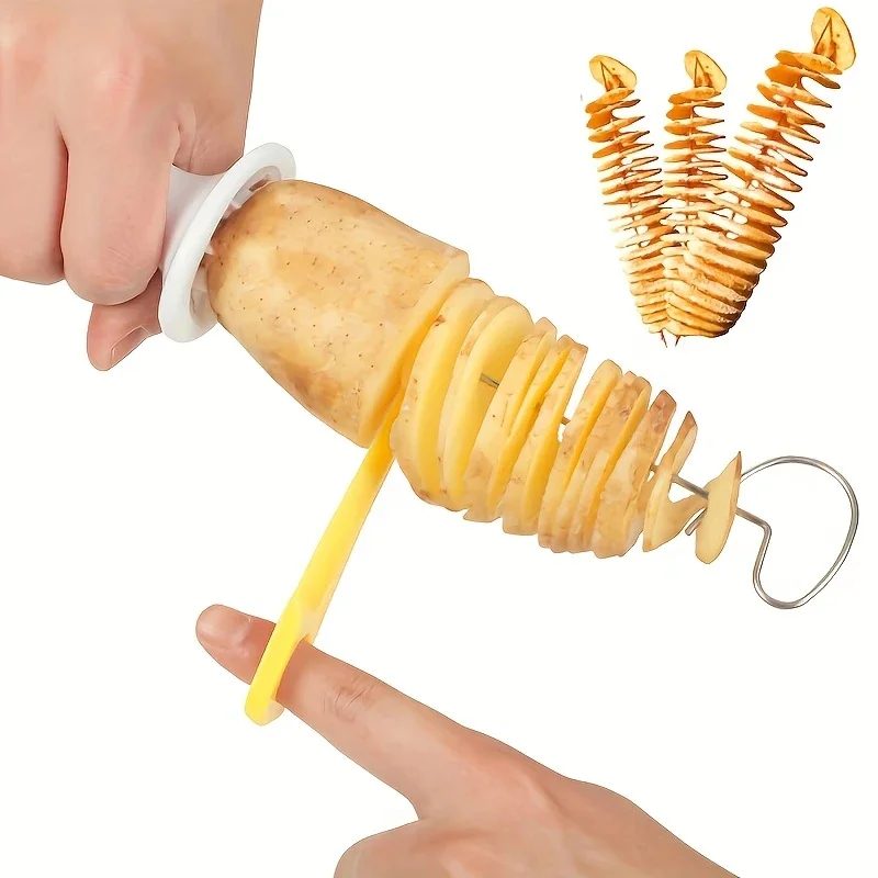 6-teiliges Edelstahl-Spiralschneider-Set, multifunktionaler Gemüseschneider, perfekt für die Herstellung von Spiralkartoffeln, Karotten, Küchenwerkzeug
