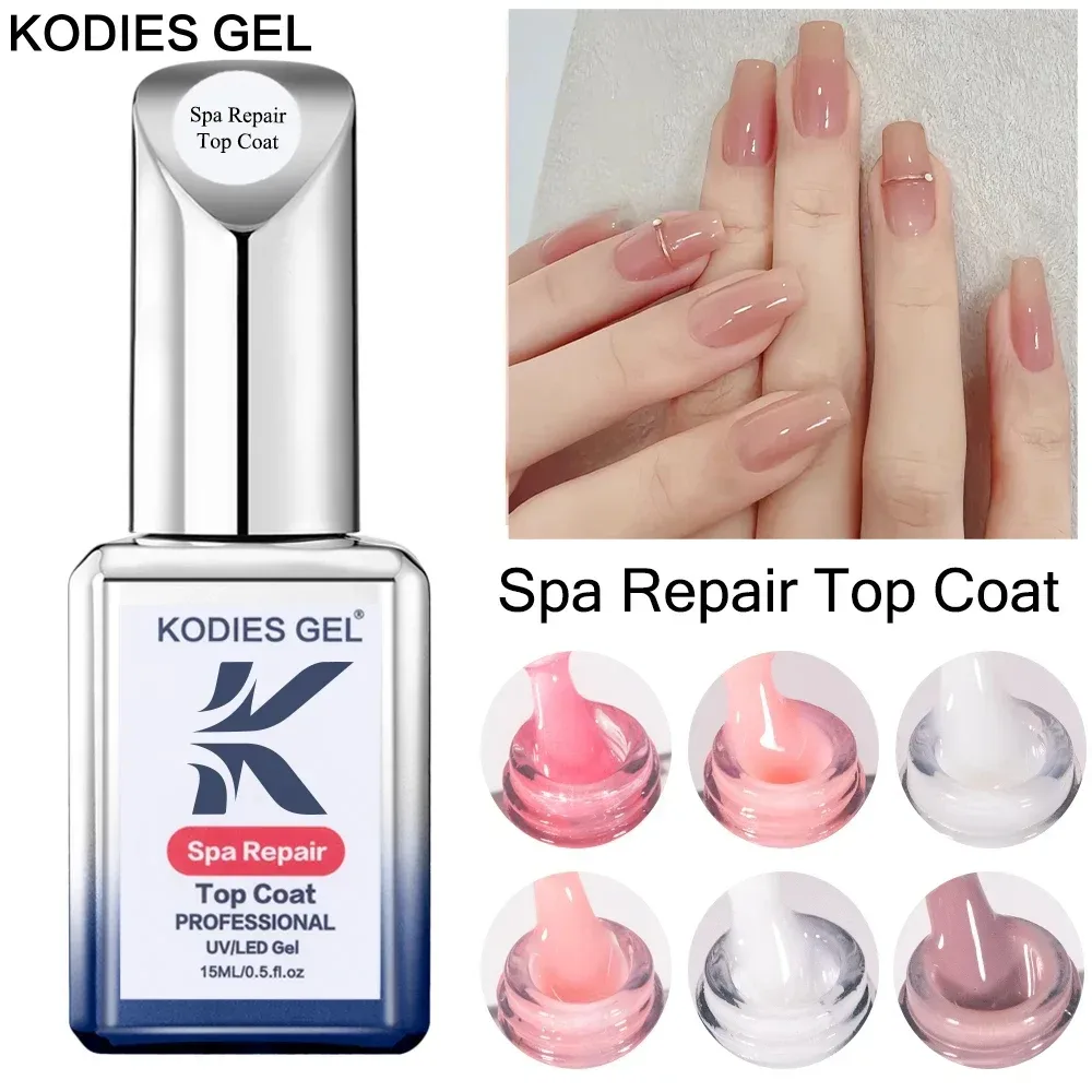 KODIES GEL Milky White Top Coat UV Gel Nagellack Spa Repair Gel Finish Sealer 15ML Jelly Pink Diamond Topcoat Lack Maniküre