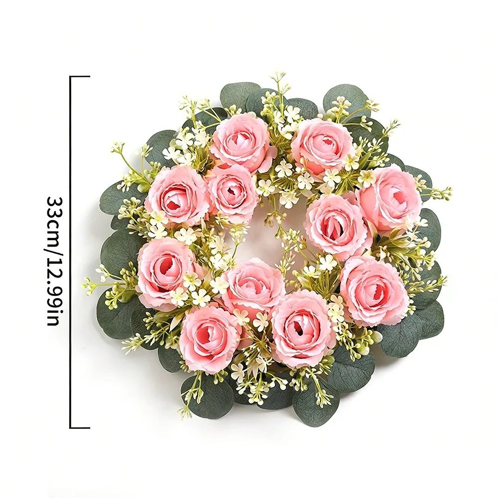 23/33 cm große künstliche Blumen, Kranz aus Seidenmaterial, Kranzform, künstliche Blumen, Girlande, Girlandenstil, künstliche Seidenblumen