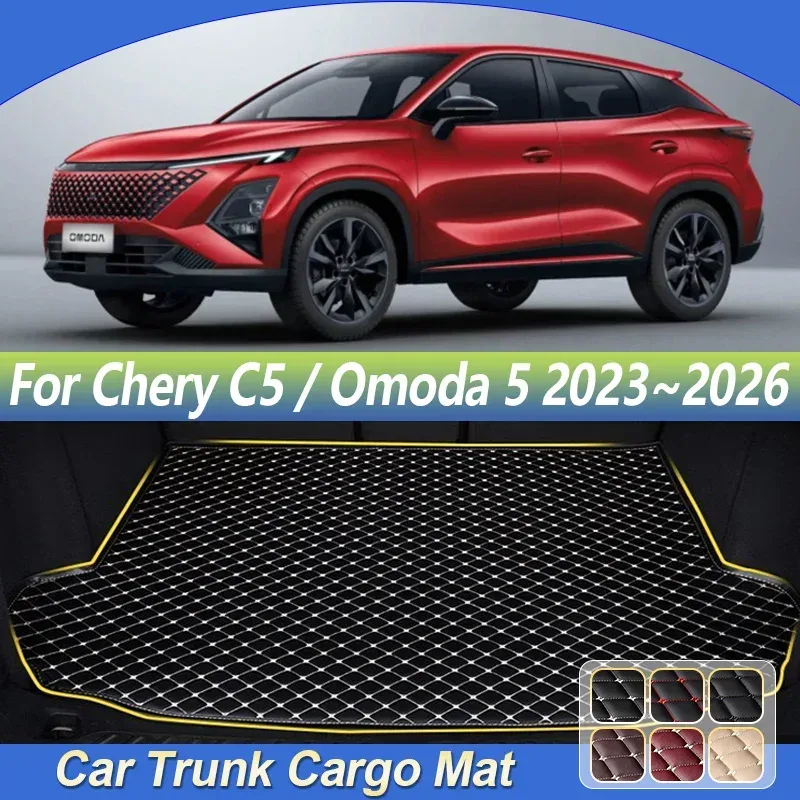 Leder-Kofferraummatte für Omoda 5 Chery C5 E5 2023 2024 2025 2026 Schmutzabweisende Laderaum-Aufbewahrungsmatte Teppich Auto-Zubehör