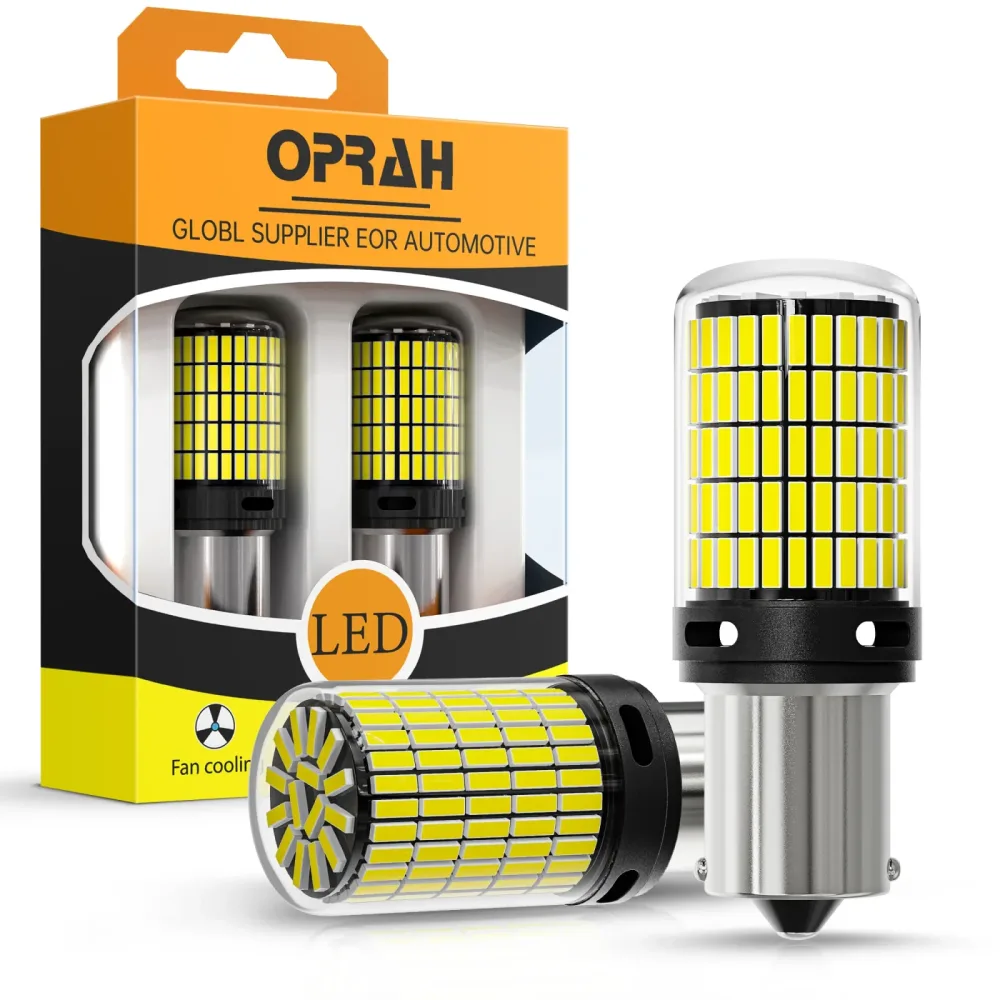 Oprah 2 x Hochleistungs-Auto-LED-Licht 1156 PY21W 1157 BAY15D P21/5 W 150 x 4014 SMD Canbus vorne/hinten Blinkerlampe 7440 7443 W21/5 W