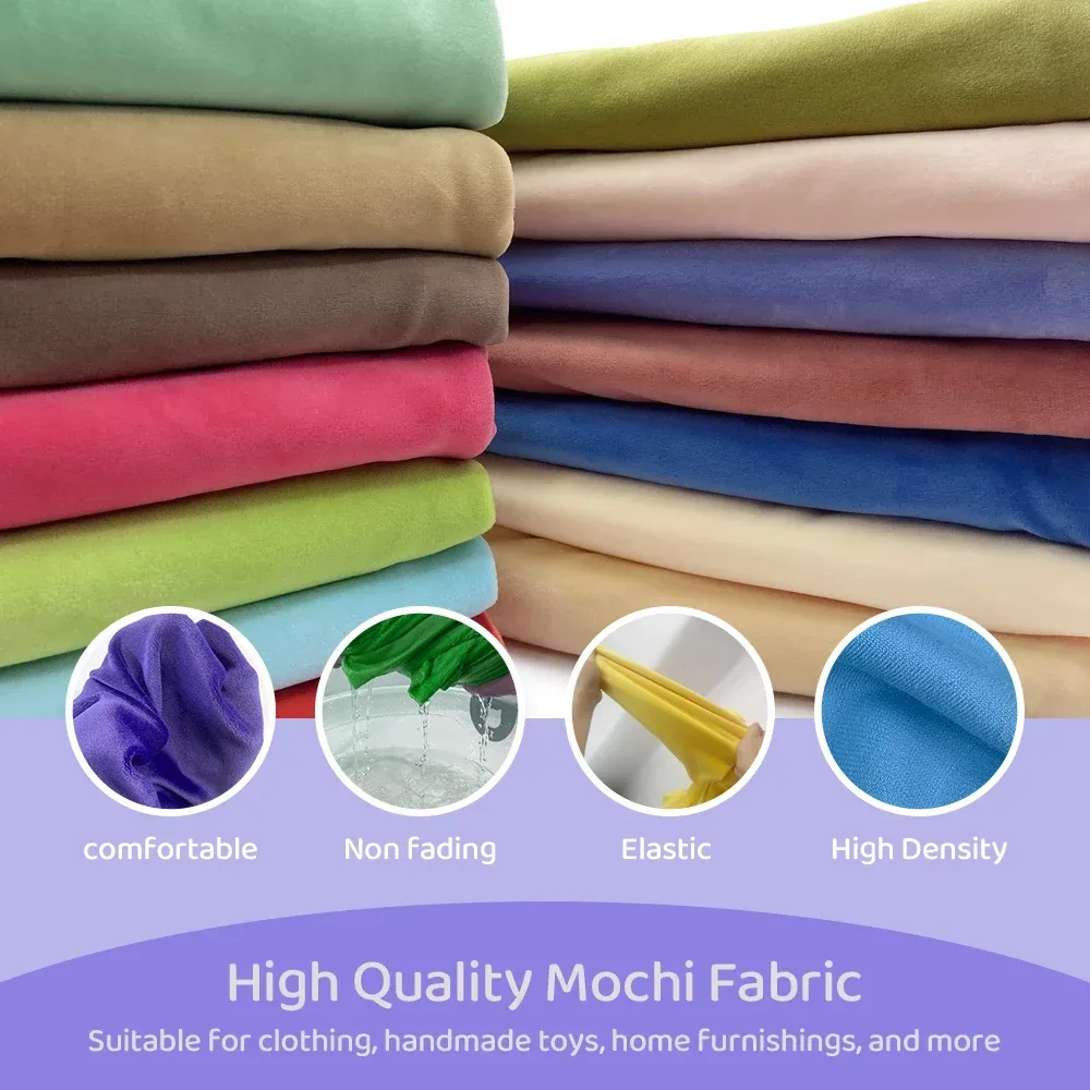2024 Kleine Größe 50 x 50 cm Squishy Mochi Stetch Minky Stoff 95 % Polyester 5 % Spandex Stretch 4-seitiger Plüschstoff für DIY SewingToy