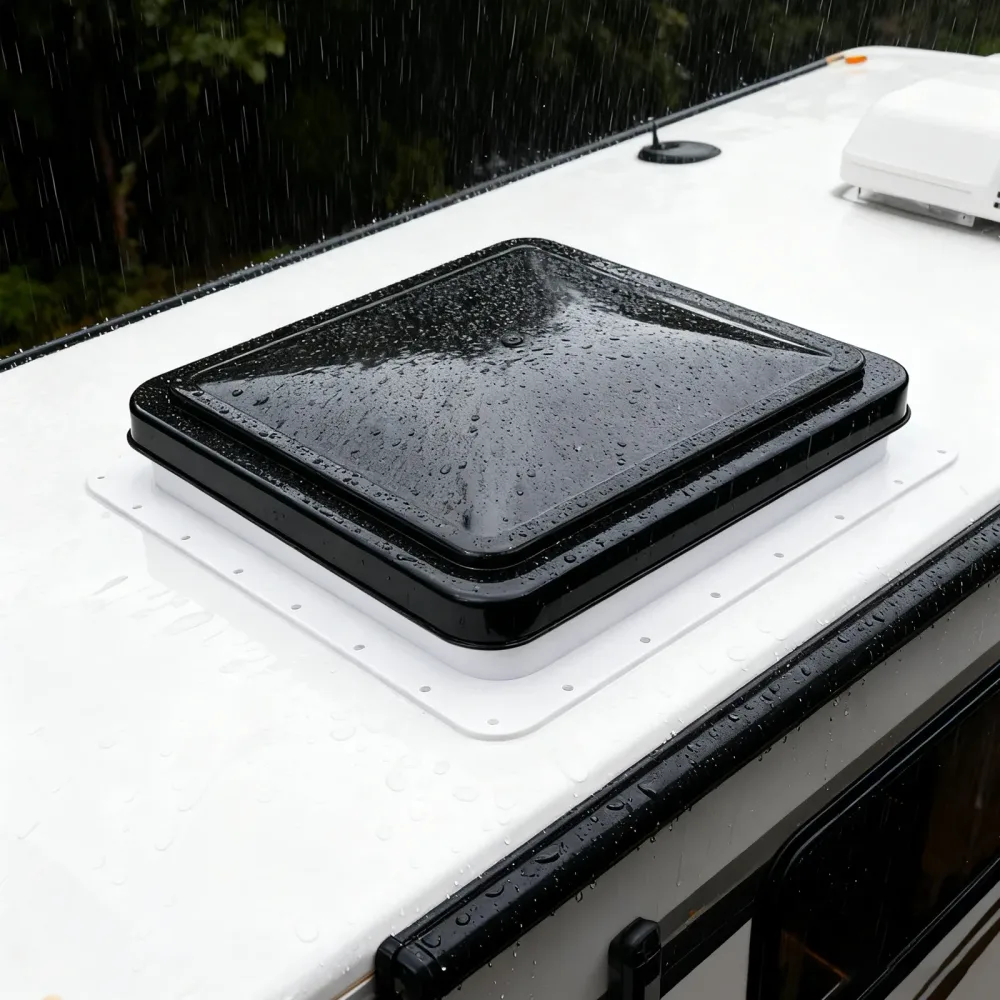 42 x 42 cm RV-Dachventilator, Oberlicht, quadratisch, Wohnwagen-Dach, Push-Pull-Fenster, Wohnmobil, Wohnmobil, Heimlüftung, Abluftventilator mit Insektennetz