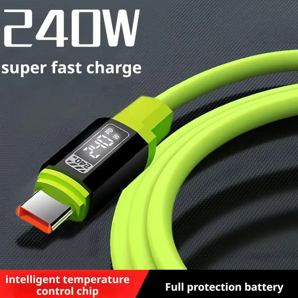 240 W Schnelllade-USB auf Typ-C, Typ-C-auf-Typ-C-Datenkabel, für Huawei Xiaomi Samsung OPPO VIVO (kein Digitalanzeige)