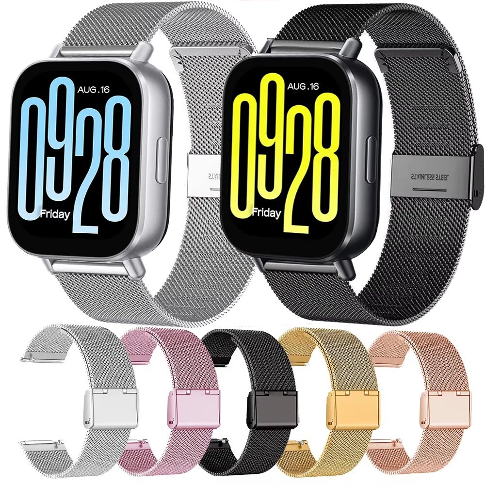 Metall-Milanese-Armband für Xiaomi Redmi Watch 5 Active/5 Lite/3 Active/3 Lite, Edelstahl-Ersatzarmband