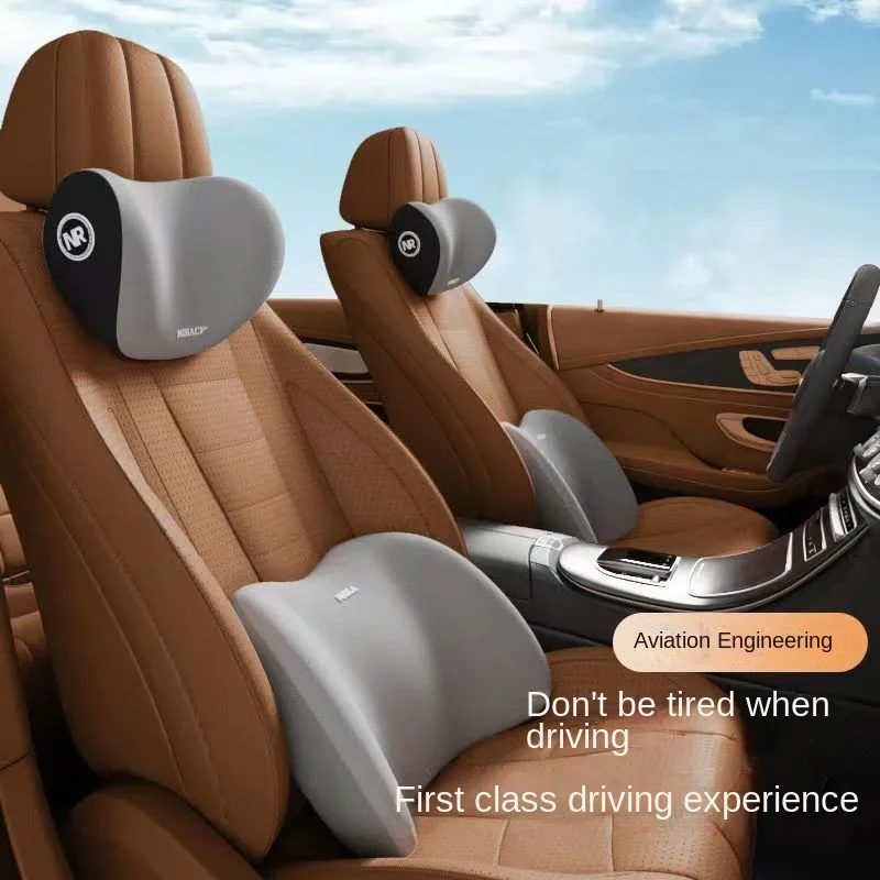 Universelles Autositzkissen für alle Jahreszeiten, ergonomisches Memory-Schaum-Autositzkissen ? Lendenkissen oder Kopfstütze oder Set