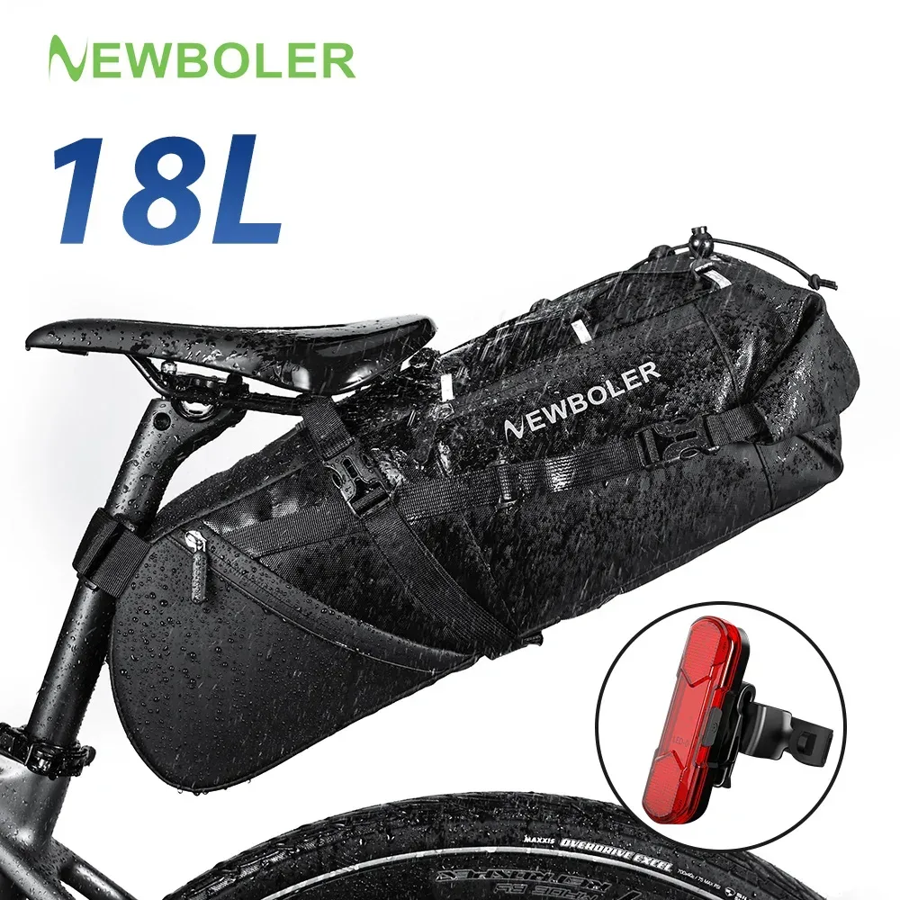 NEWBOLER 18L Fahrrad-Satteltasche, wasserdicht, für MTB, Rennrad, große Kapazität, faltbare Fahrradtasche, Hecktasche, Kofferraumzubehör
