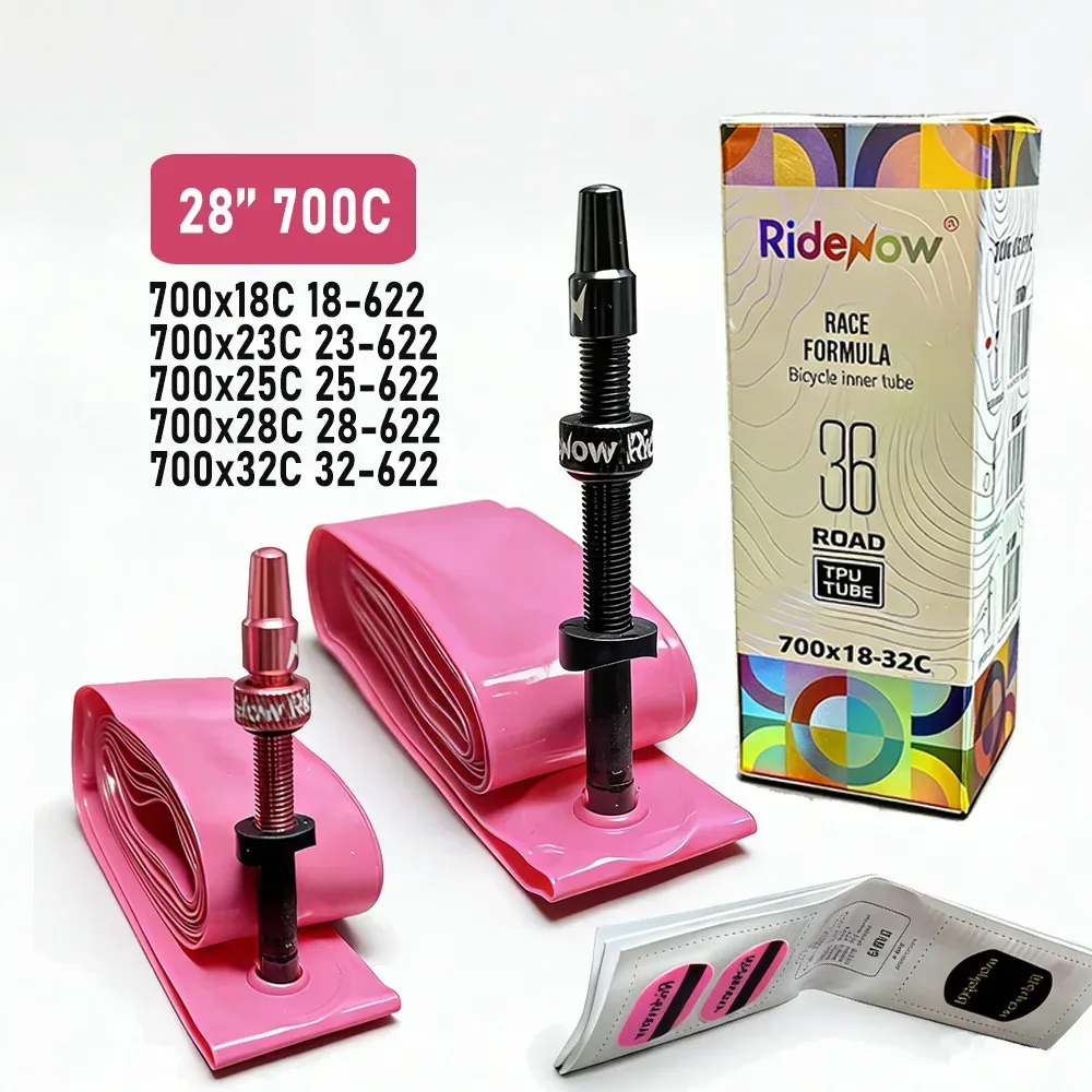 Ridenow TPU-Schlauch 700C mit Metallventil, 36g, Außengewinde, 700x18-32c Rennrad-Schlauch mit abnehmbarem Ventilkern, TPU-Innenschlauch