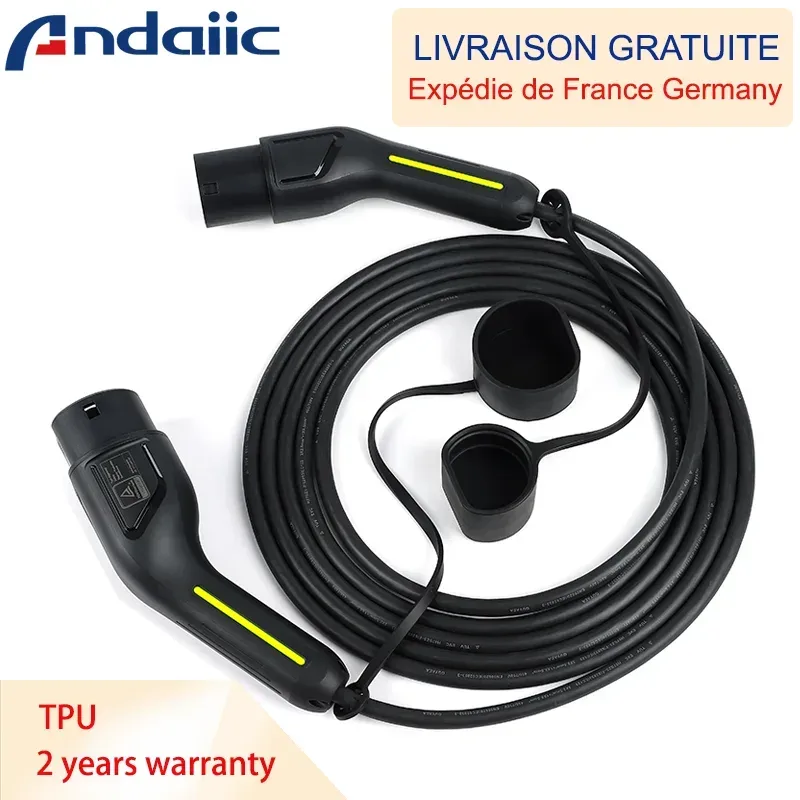 EV-Ladekabel Typ 2 16 A 32 A 3,6 kW 22 kW 3-Phasen-Elektrofahrzeugkabel für Station EVSE Buchse auf Stecker