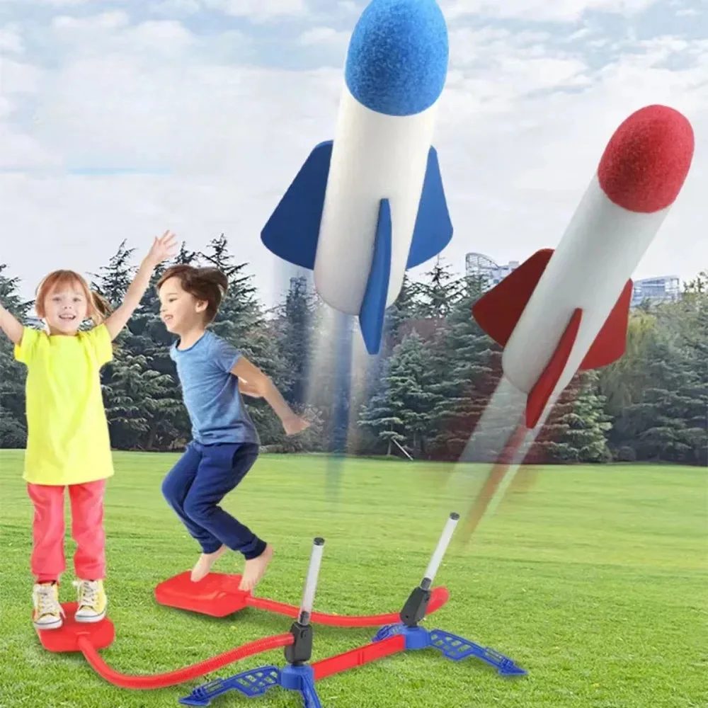 Kinder im Freien Rakete Fuß pumpe im Freien Luft pressen hoch fliegende Rakete Anzug springt luft betriebene Raketenwerfer Spiel Kinder Spielzeug Geschenke