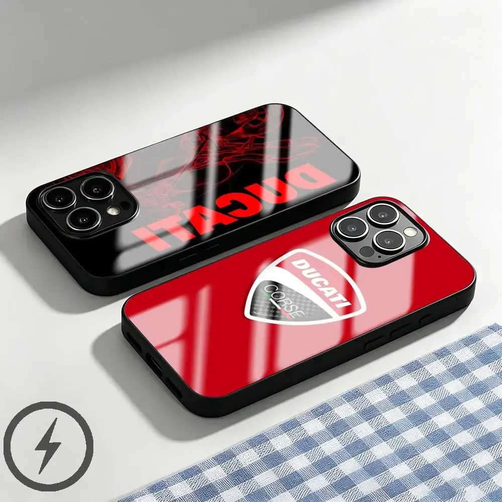 Coole D-Ducaties-I Handyhülle für iPhone 17 16 15 14 13 12 11 X XR XS 8 Plus Mini Pro Max Glas Magnetische Handyhülle