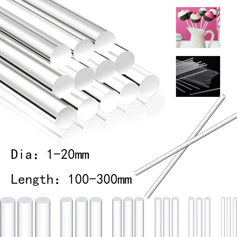 1/5/10 Stück transparenter Acrylstab, runder Acrylstab, DIY-Gebäudemodell, Material, geeignet für Materialzubehör, Durchmesser 1?20 mm