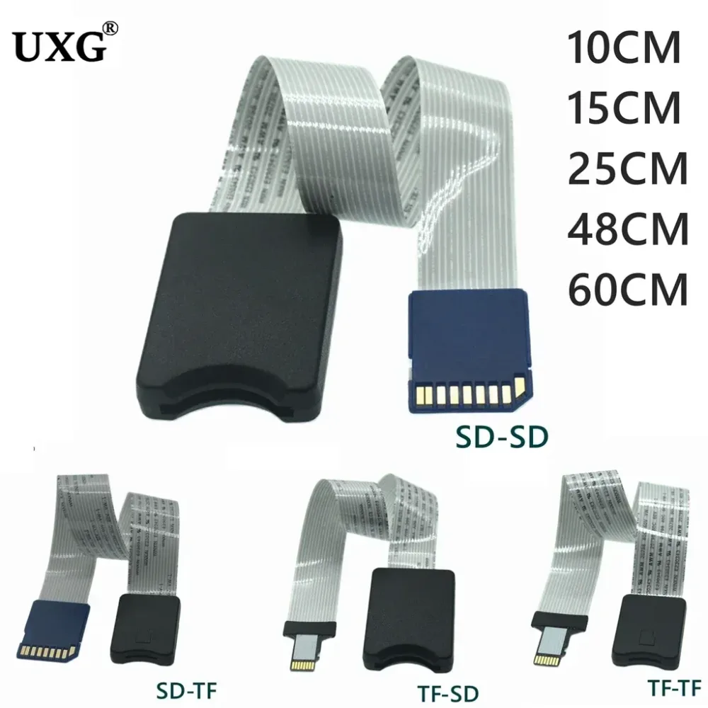10CM 25CM 48CM 60CM SD-Karte Buchse auf TF Micro SD Stecker SD auf SD TF auf TF Flexible Karte Verlängerungskabel Extender Adapter Leser
