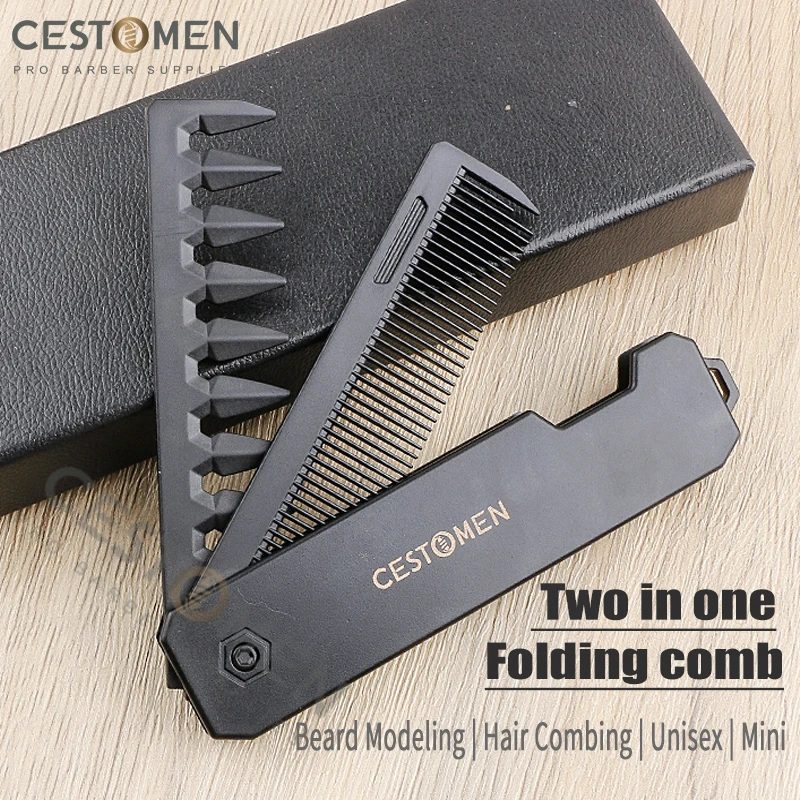 Neue 1/2/3 in 1 Tasche Klapp Kämme Kunststoff Breite Zahn Öl Kopf Kamm Bart Kämmen Barber Clipper kamm Salon Haar Styling Werkzeuge
