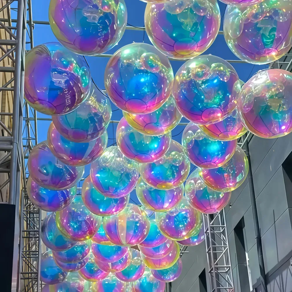 10 Stück Bunte 10 Zoll 4D Runde Aluminiumfolienballons für Hochzeiten, Geburtstage, Feiertage und Funkelnde Partydekoration