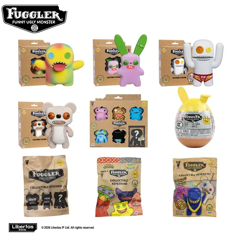 Original Fuggler Schlüsselanhänger Figuren Spielzeug Fugglers Lustige Hässliche Monster Anhänger Actionfiguren PVC-Modell Puppen