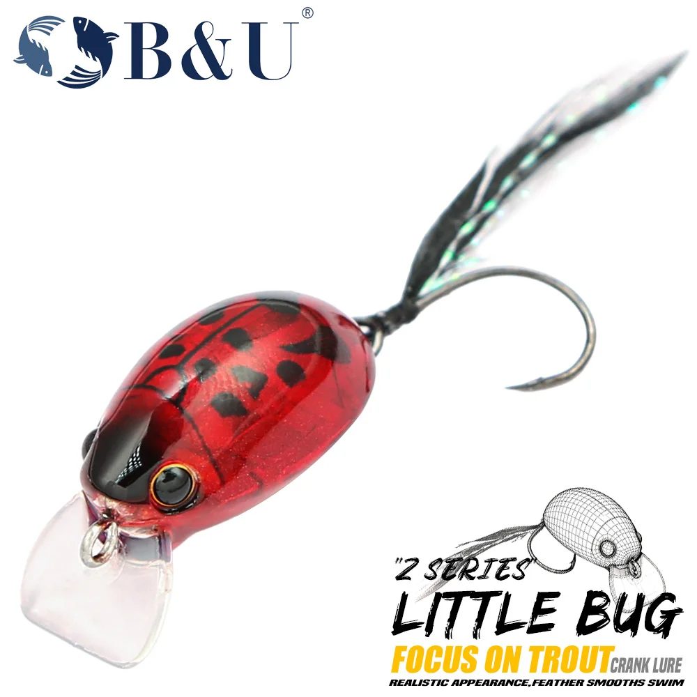 B&U Crankbait-Angelköder, lebensechte bionische Hartplastikköder mit Federschwanz und scharfem Haken für Süßwasserforellen, Barsche und Lachse