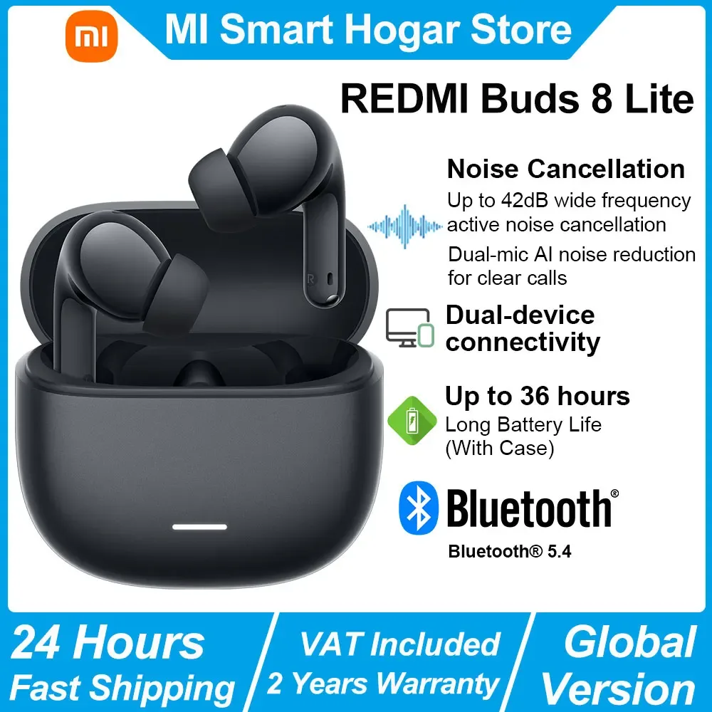 Xiaomi REDMI Buds 8 Lite Kabellose Bluetooth-Kopfhörer, bis zu 42dB aktive Geräuschunterdrückung, lange Akkulaufzeit von 36 Stunden, BT5.4