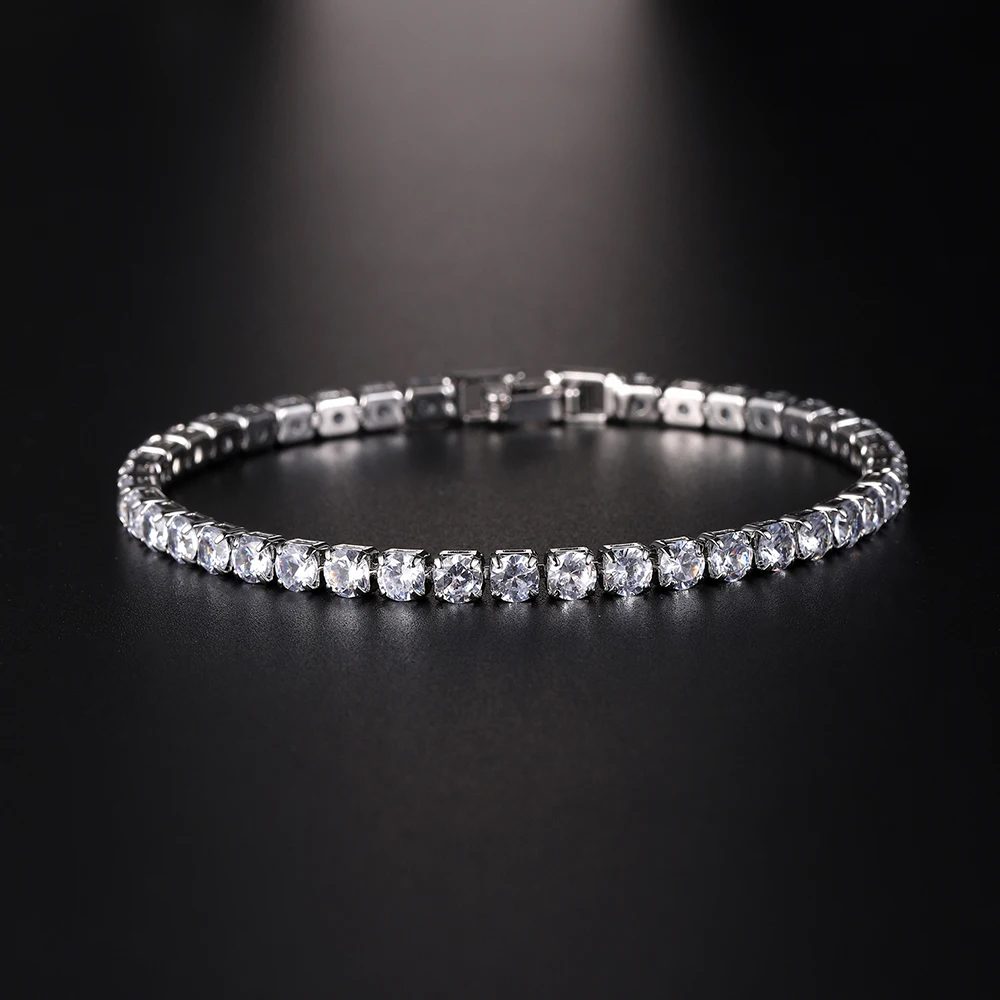 Luxus Hiphop Iced Out 4mm Zirkonia Kristall Tennis Armbänder Für Frauen Männer Gold Farbe Silber Farbe Armband Kette schmuck