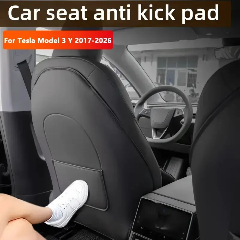 Auto Sitz Zurück Schutz Matte Für Tesla Modell 3/Y Volle Sitz Anti Kick Pad Leder Anti Scratch Protector Matten auto Zubehör