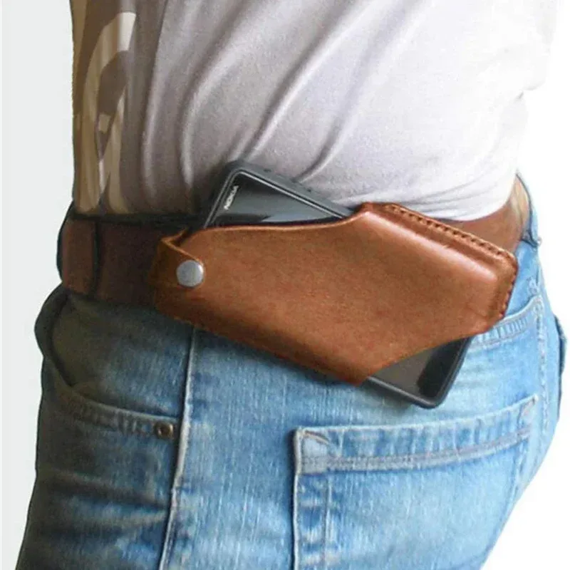 Vintage Handytasche PU Kunstlederhülle mit Gürtelschlaufen Handy Gürtelabdeckung Hüfttaschen zum Wandern, Workouts, Klettern
