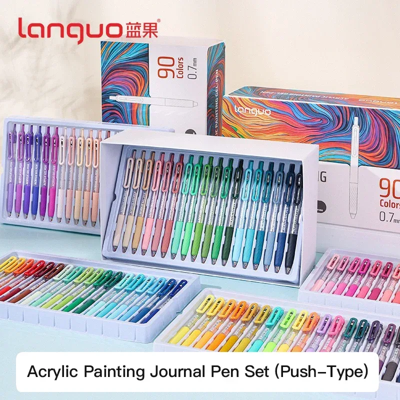 LANGUO 36/54/72/90 Farben Acryl Malerei Gel Stifte Einziehbare 0,7mm Spitze Handbuch Stift für Student Malerei Graffiti Schreiben