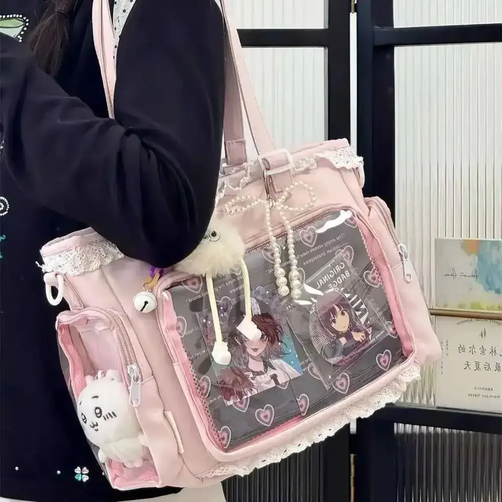 Neue Y2K süße japanische Ita Tasche Lolita Mädchen transparente Schultertasche große Kapazität Umhängetasche Casual Bag DIY Display Handtaschen