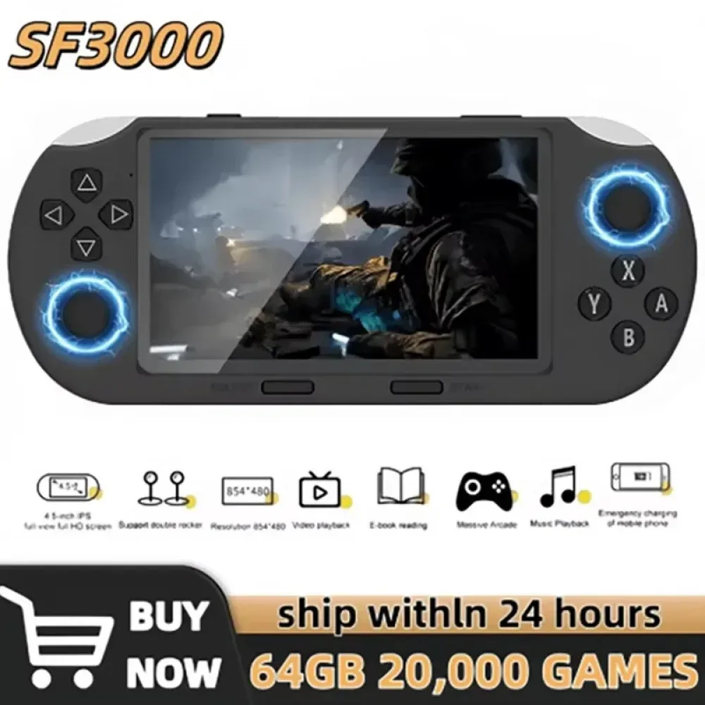 SF3000 Retro Handheld-Videospielkonsole 4,5 Zoll IPS-Bildschirm 3000mAh Tragbares Linux-System Taschen-Player Klassische Spiele SF3500
