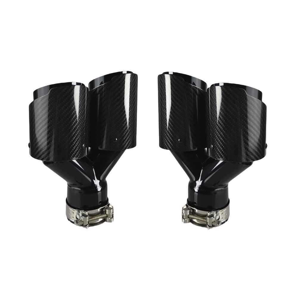 Auto Carbon Faser Glänzend Schalldämpfer Spitze Y Form Doppel Ausgang Auspuffrohr Schalldämpfer Düse Dekoration Universal Edelstahl Schwarz
