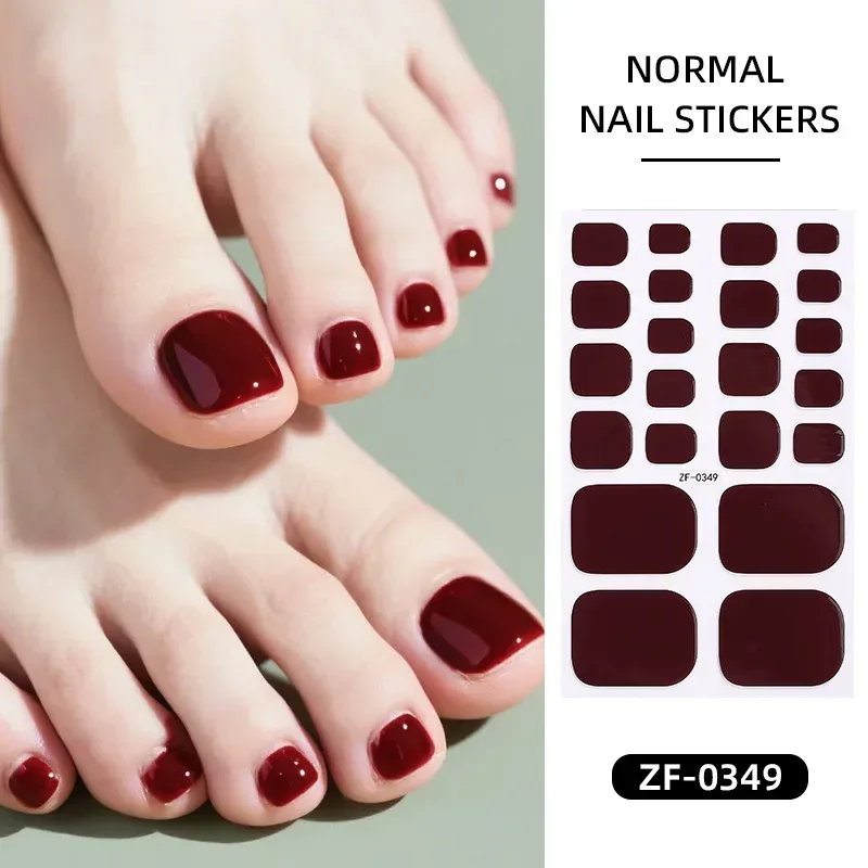 22tips Baking Free Fußnagel-Sticker Wraps Einfarbige Vollabdeckung Nagellackstreifen Sommer Selbstklebende DIY Fußdekorationsstreifen