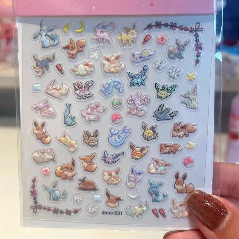 Eeveelution Nagelaufkleber Pokémon Anime Peripherie Niedliche Cartoon Kreativität Exquisite Aufkleber Neue Mode Exquisite Diy Aufkleber