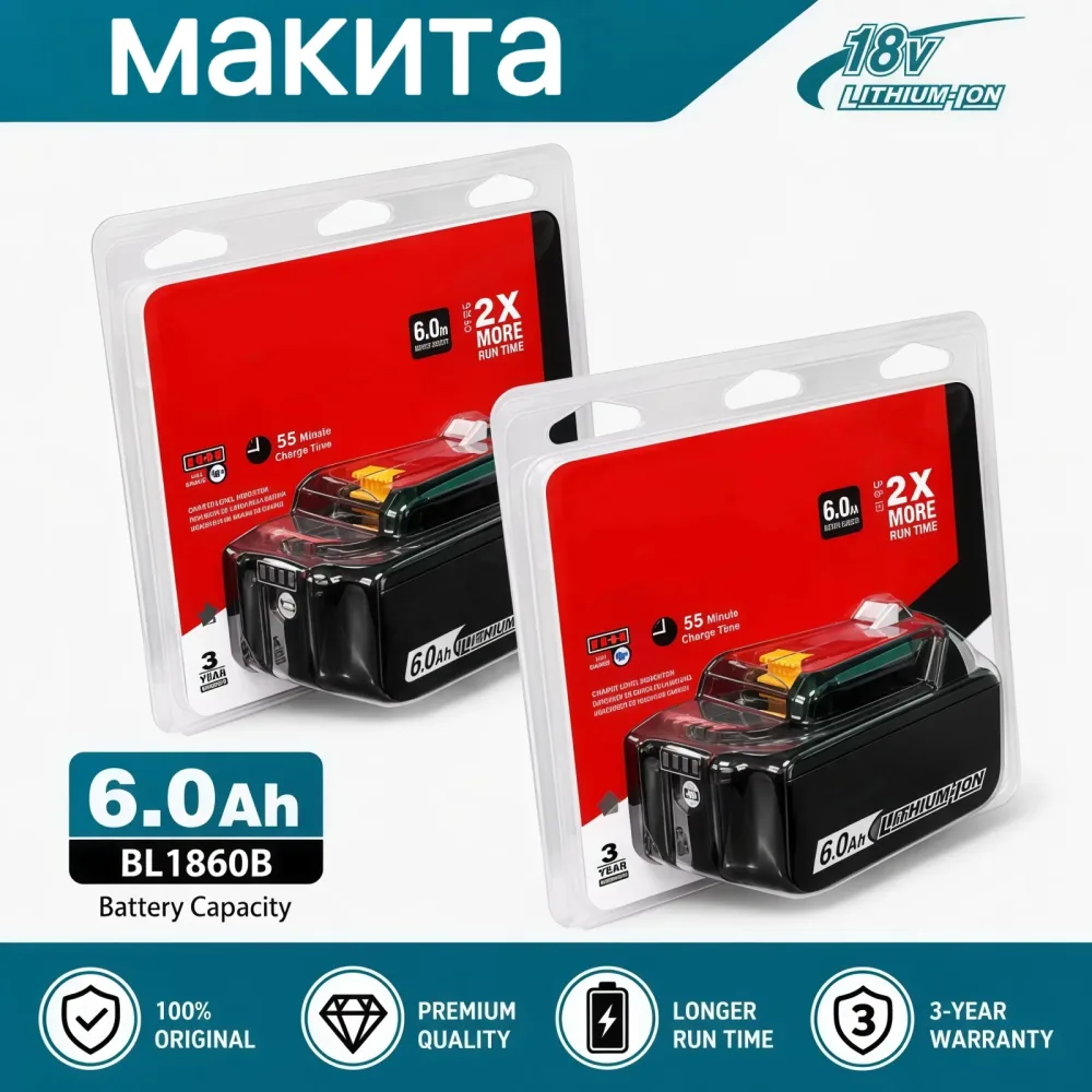 100% Original 6AH für Makita BL1860 18V Akku-Elektrowerkzeuge Li-Ionen-Ersatzakku LXT BL1850 BL1840 für 18V Schrauber mit BMS 18V