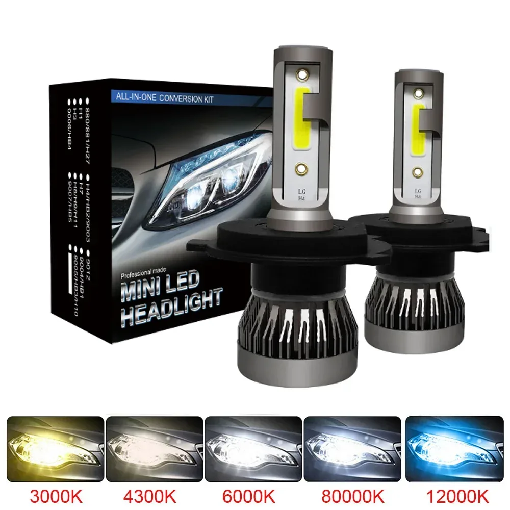 2 Stück LED H4 H7 Auto-Scheinwerfer H1 LED-Birne H8 H11 9005 HB3 9006 HB4 9004 HB1 H3 HB5 H13 LED-Lichter 20000LM Turbo Lampe 12V