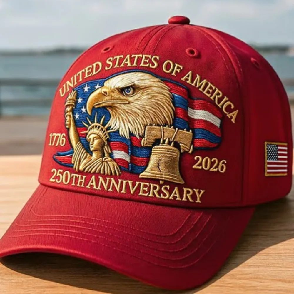 USA 250th Anniversary Eagle Print Hat Unisex verstellbare Kappe aus gewaschener Baumwolle, Trucker-Hüte, Outdoor-Visier-Baseballkappe
