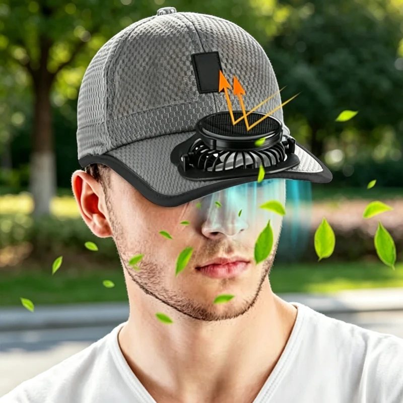 Solar-USB-wiederaufladbarer Ventilator-Hut, atmungsaktive Sommerkappe, Anti-UV-Baseballkappe für Wandern, Angeln, Outdoor-Sport, Vatertagsgeschenk