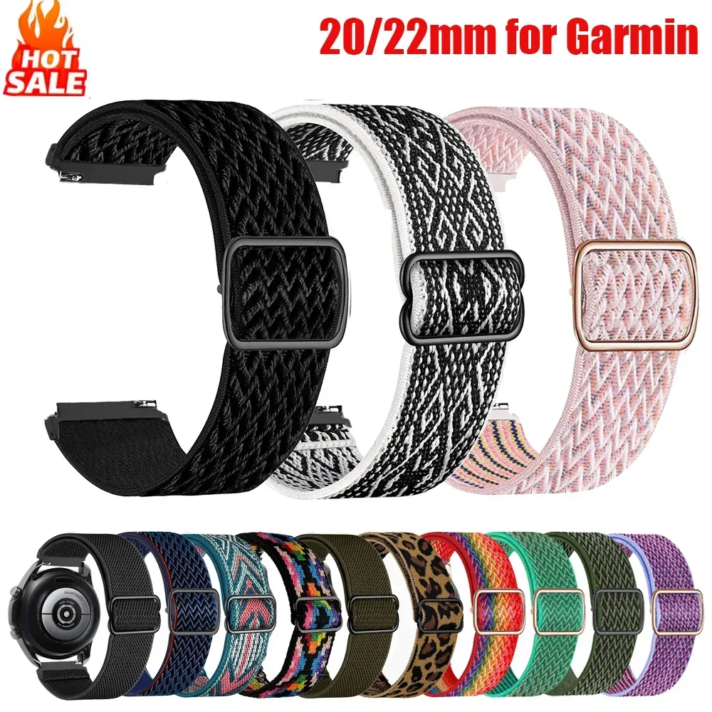 20/22mm Nylon-Elastikarmband für Garmin Forerunner 255 265 970 165 55/Active 6 5 Band Armband Correa Venu 4 45mm/Vivoactive 5