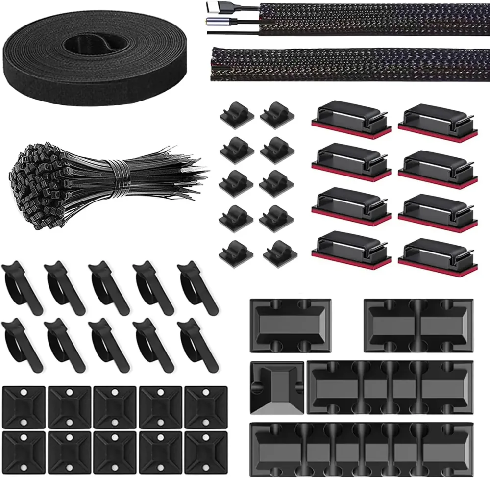 146-teiliges Kabel-Organizer-Set, Kabelmanagement, Silikon-Kabelhalter, selbstklebende Kabelklemmen für Auto, Zuhause, Büro, USB-Kabel-Organizer