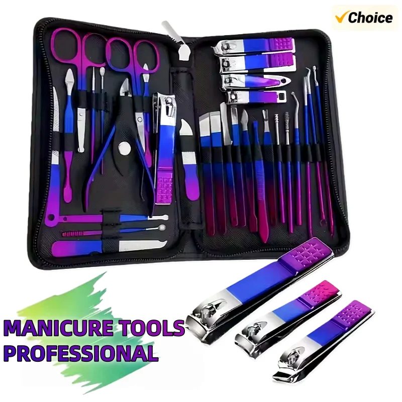 Professionelles 6-18-teiliges Set Edelstahl Maniküre & Pediküre Kit Präzisions-Nagelpflege mit Reiseetui mit Nagelknipser und Schere